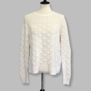 Vince Camuto Women's White Popcorn Stitch Textured Sweater Sz Large